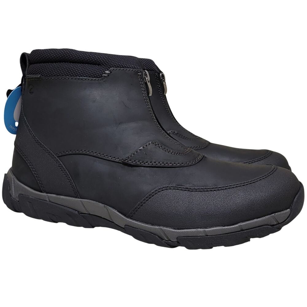 Clarks Men Grove Zip II Waterproof Ankle Boots Size US 13M Black Leather